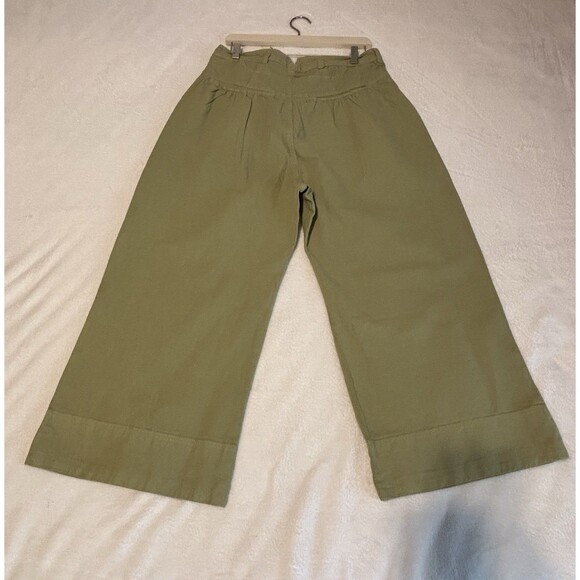 Free People Sweet Talk Wide Leg Crop Chino Pants Womens Sz 10 Sun Faded Green - Picture 4 of 6